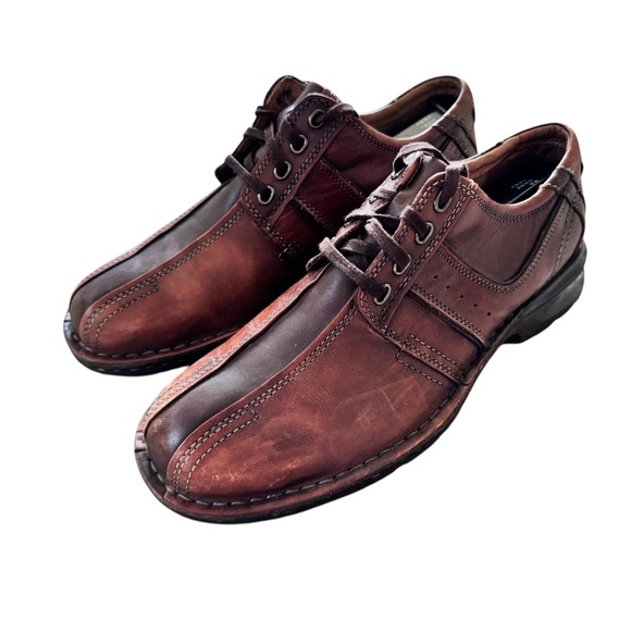 CLARKS Touareg Mens Size 8.5 M Brown Chestnut Leather Casual Oxford Shoes - Picture 1 of 6